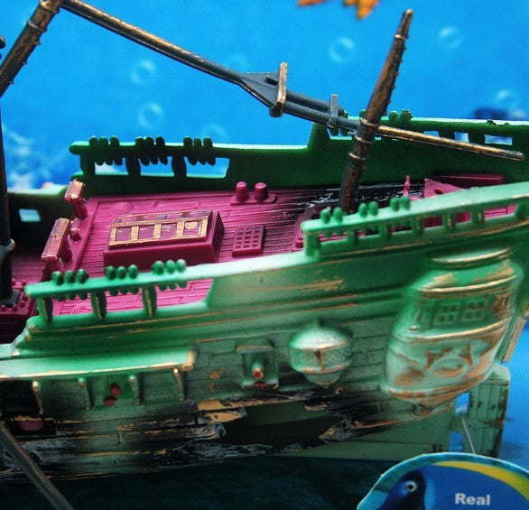 American Seahorse Pneumatic Fish Tank Decoration Aquarium Scenery Package Aerobic Toys Deep Sea Rotten Ship Sunk 162563428595