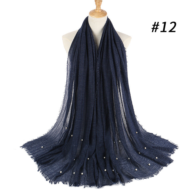 Cotton and linen crumpled monochrome scarf 1632766524915