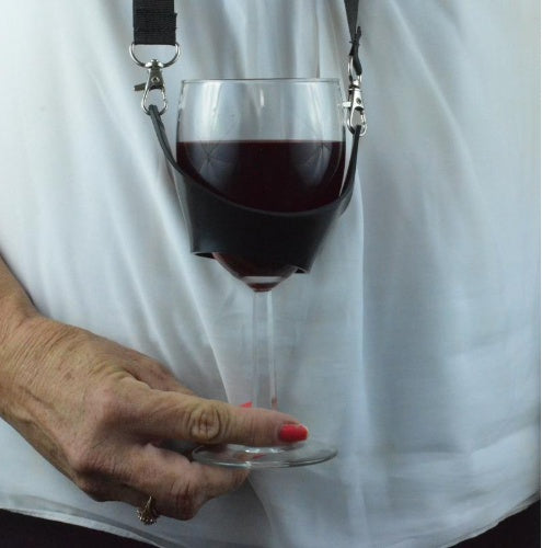 Portable Black Wine Glass Holder Strap Wine Sling Yoke Glass 1641214928301