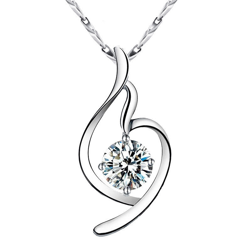 925 Sterling Silver Pendant Chain soft ladies fashion accessories pendant diamond silver jewelry Korean Korean Fashion Necklace - HD Wireless Product #3
