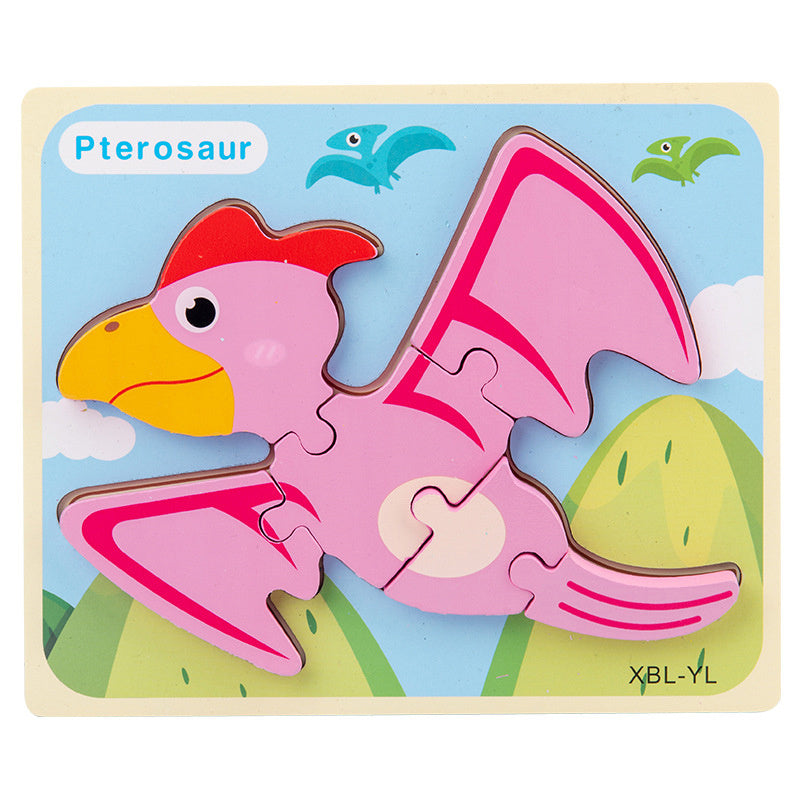 Baby Wooden Cartoon Dinosaur 3D Puzzle Jigsaw for Kids Montessori Early Learning Educational Puzzle Toys 1697340954282