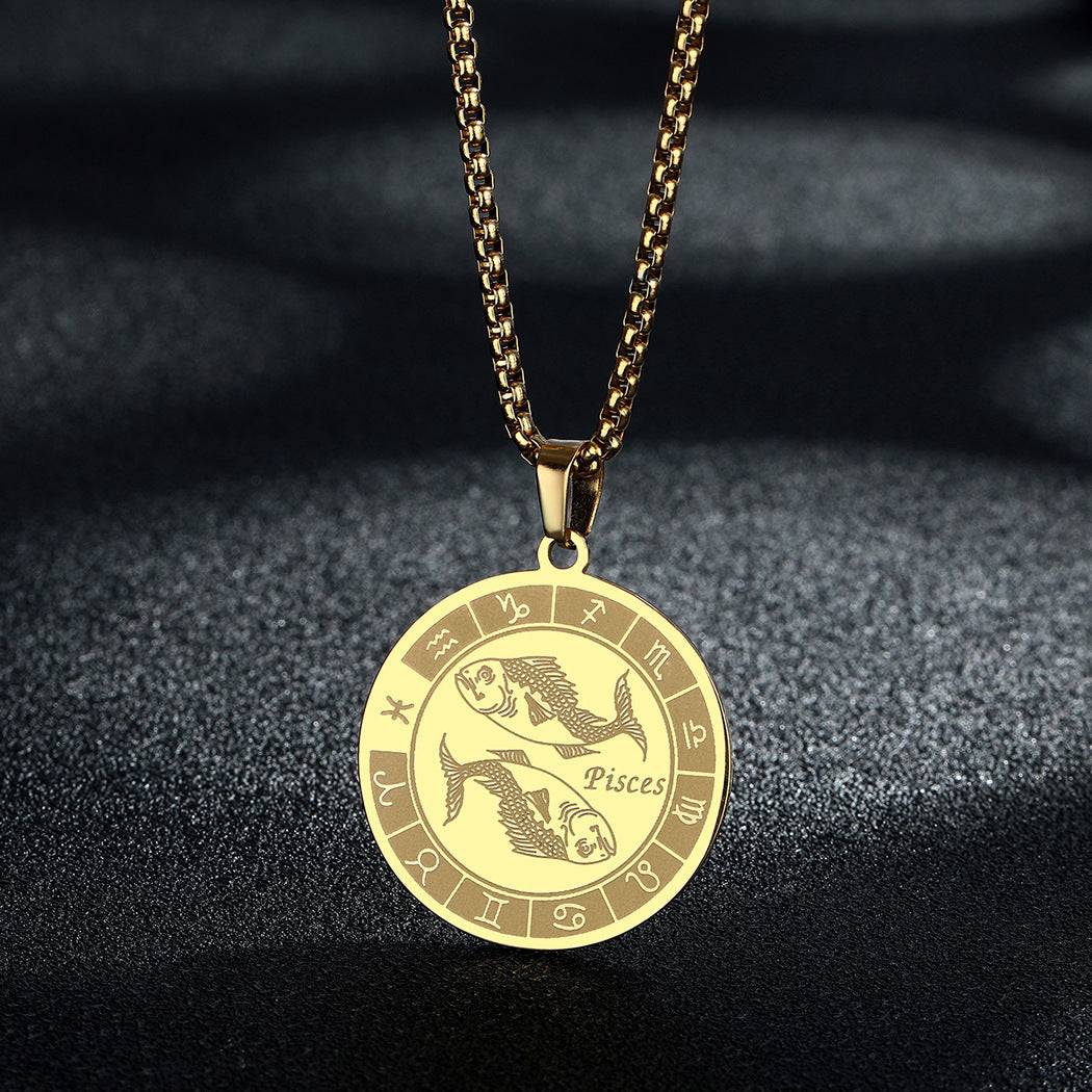 Stainless Steel Constellation Pendant Necklace Gold Medal Necklace 16a87392 df4d 4073 aa9c 497b598ddf4e