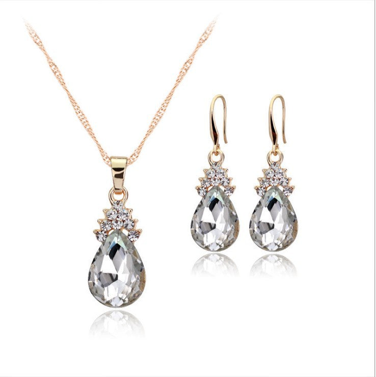 Womens Diamond Crystal Necklace Earrings Crystal Necklace Earrings Set 17047013283141