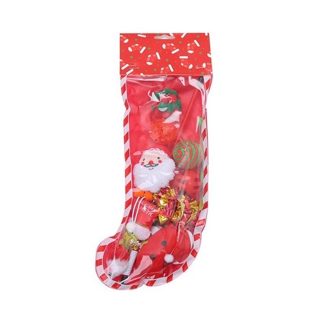Christmas stocking bells plush mouse funny cat stick pet cat toy 1712708365224