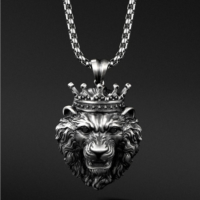 Crown Lion's Head Pendant Necklace 1712776495652540416