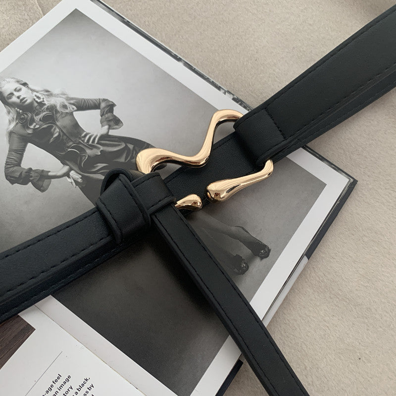 Thin Belt With Suit Coat Knot Decoration 1718111565858869248