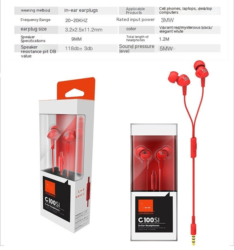 Earphone In-ear Dynamic Bass Boost Subwoofer Music Mobile Phone Earphone In-ear Wired 1718558309172252672