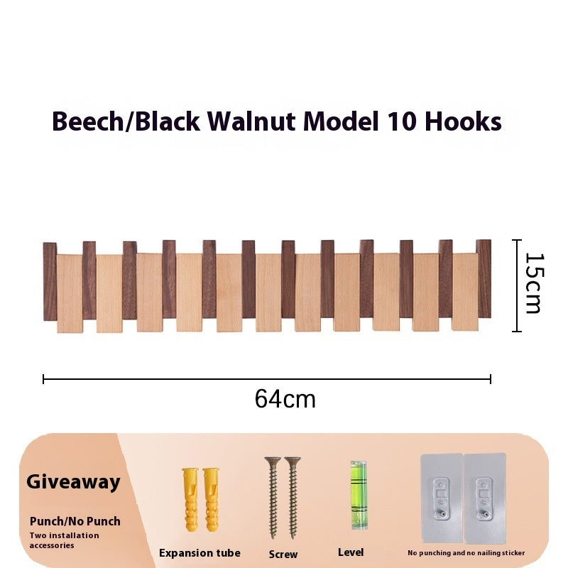 Clothes Hook Wall-mounted Entrance Hallway Hanger Punch-free Solid Wood Creative Keys Clothes 1720cc15 b913 4f88 957f 0037641
