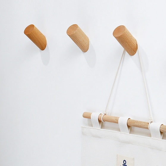 Nordic Solid Wood Cylindrical Hook Coat Rack Wall Bedroom 1722930403171504128