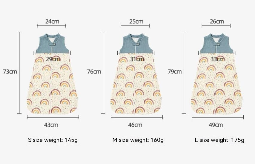 Baby Sleeping Bag Double Layer Patchwork Stand-up Collar Gauze Waistcoat Sleeping Bag 1723902511485685760
