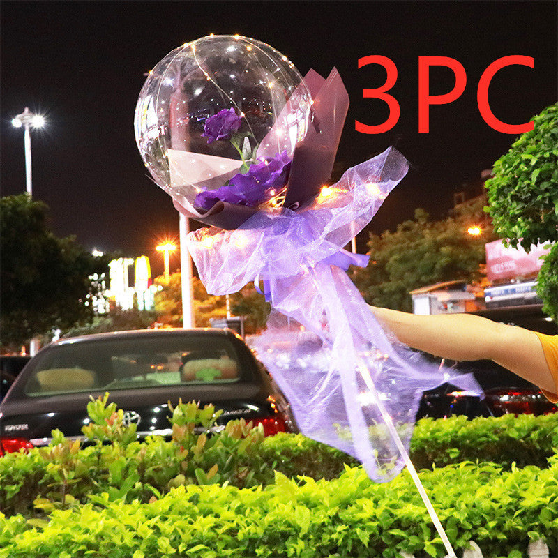 LED Luminous Balloon Rose Bouquet Transparent Bobo Ball Rose 1729466949568