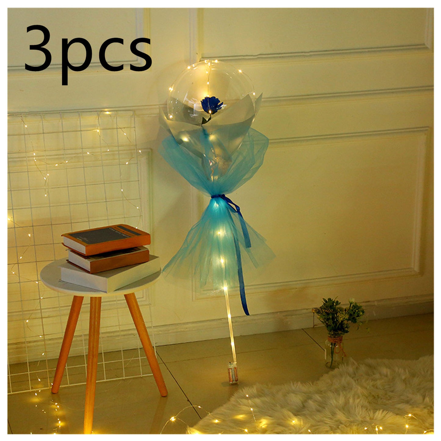 LED Luminous Balloon Rose Bouquet Transparent Bobo Ball Rose 1730956196334
