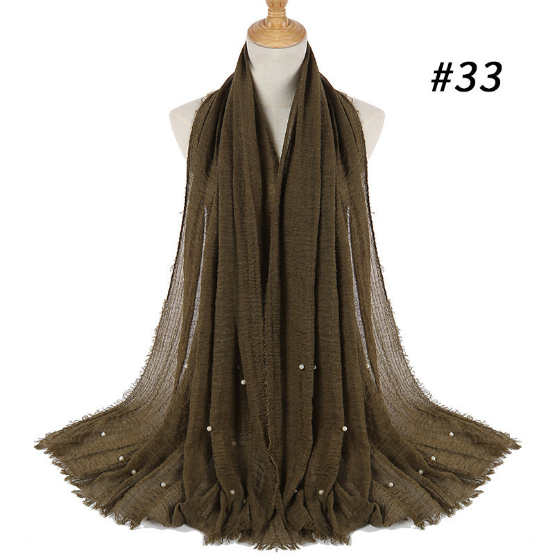 Cotton and linen crumpled monochrome scarf 1732049717965