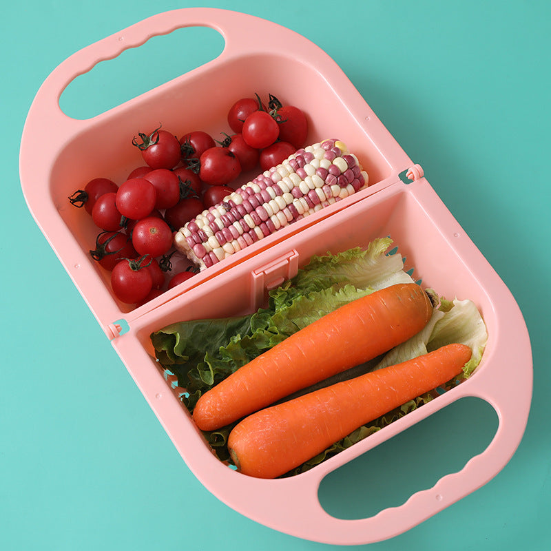 Folding Drain Basket Leaking Fruit Box Vegetable Container Drain Rack Sink with Handle Storage Baskets 1747096497873