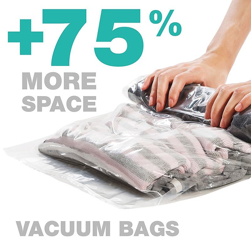 1 pc Hand Rolling Compression Vacuum Bag Border Foldable Compressed Home Clothes Plastic Storage Bag Space Saving Seal Bags - HD Wireless Product #1