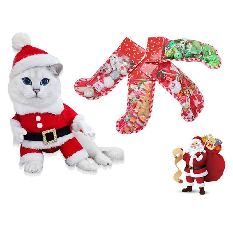 Christmas stocking bells plush mouse funny cat stick pet cat toy 1785502316079