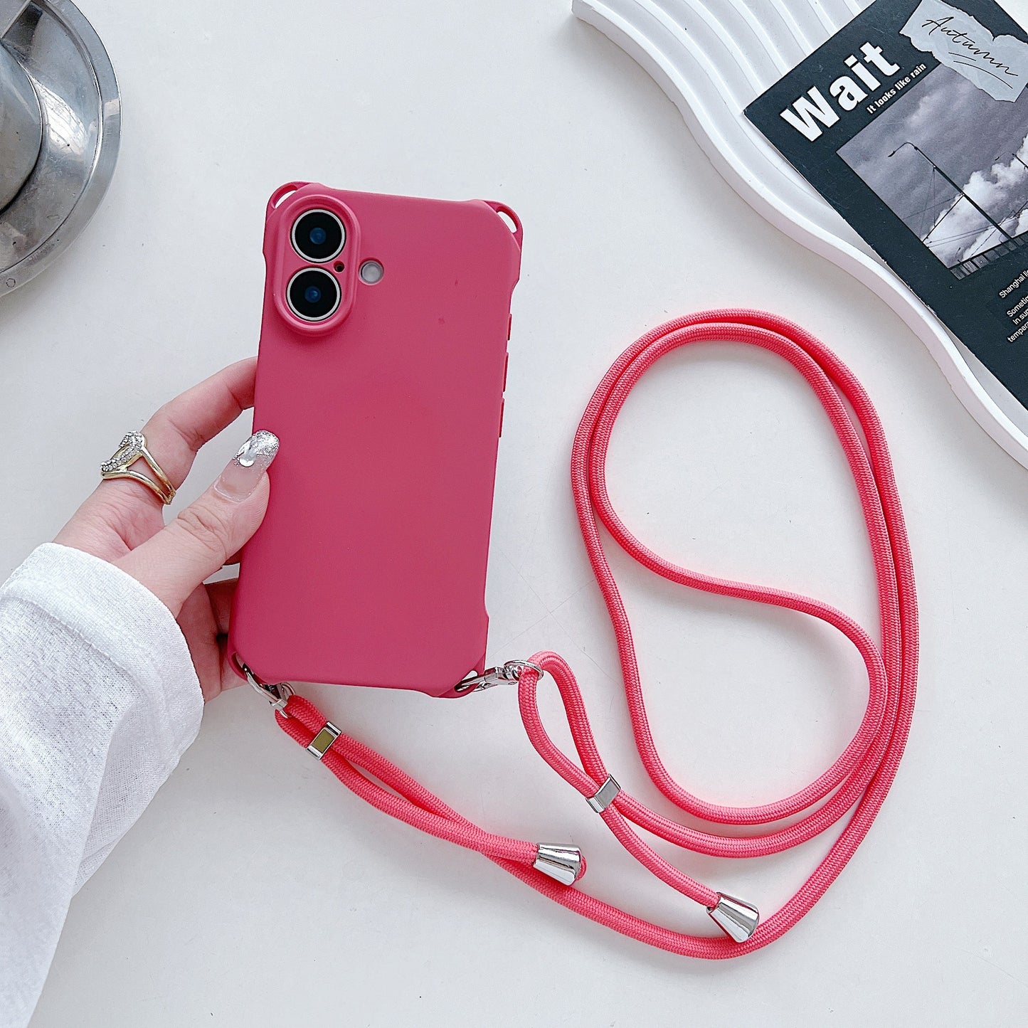 Four-corner Cross Lanyard Liquid Silicone Phone Case Soft Case - 图片 16