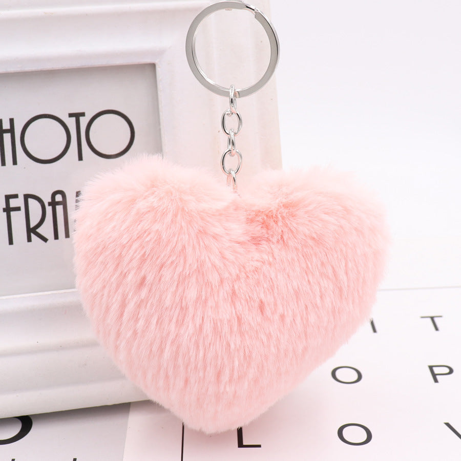 Heart-shaped Fur Ball Keychain Rex Rabbit Plush Car Pendant 17cb0e77 572a 4088 a55c 2f87ca8e22d3