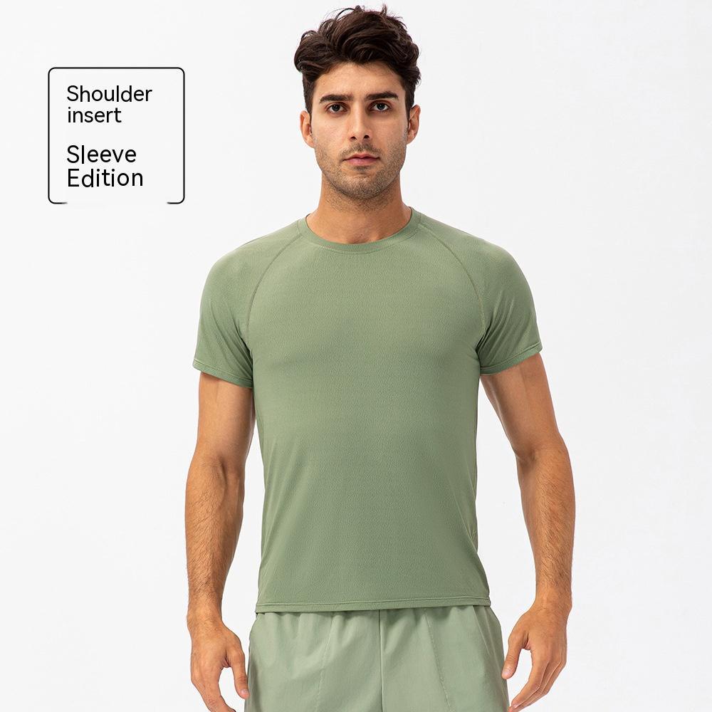 Men's Loose Running Quick Drying Clothes Round Neck T-shirt Sweat-absorbent Breathable Fitness Sports Casual Short Sleeve Clo
