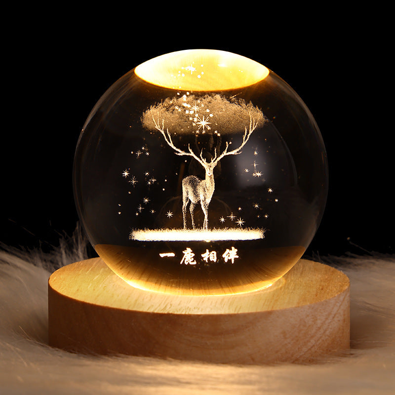 Luminous Starry Sky And Planets Moon Moon Crystal Ball Small Night Lamp Projection Ambience Light Creative Gift New Strange G