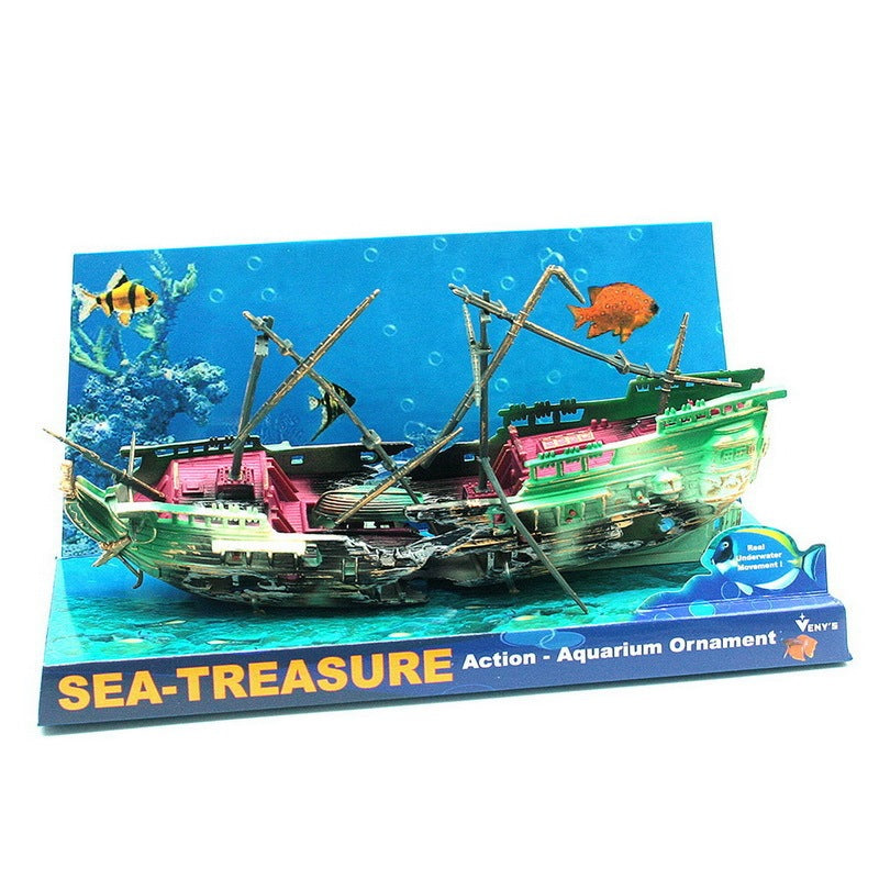 American Seahorse Pneumatic Fish Tank Decoration Aquarium Scenery Package Aerobic Toys Deep Sea Rotten Ship Sunk 182140764372