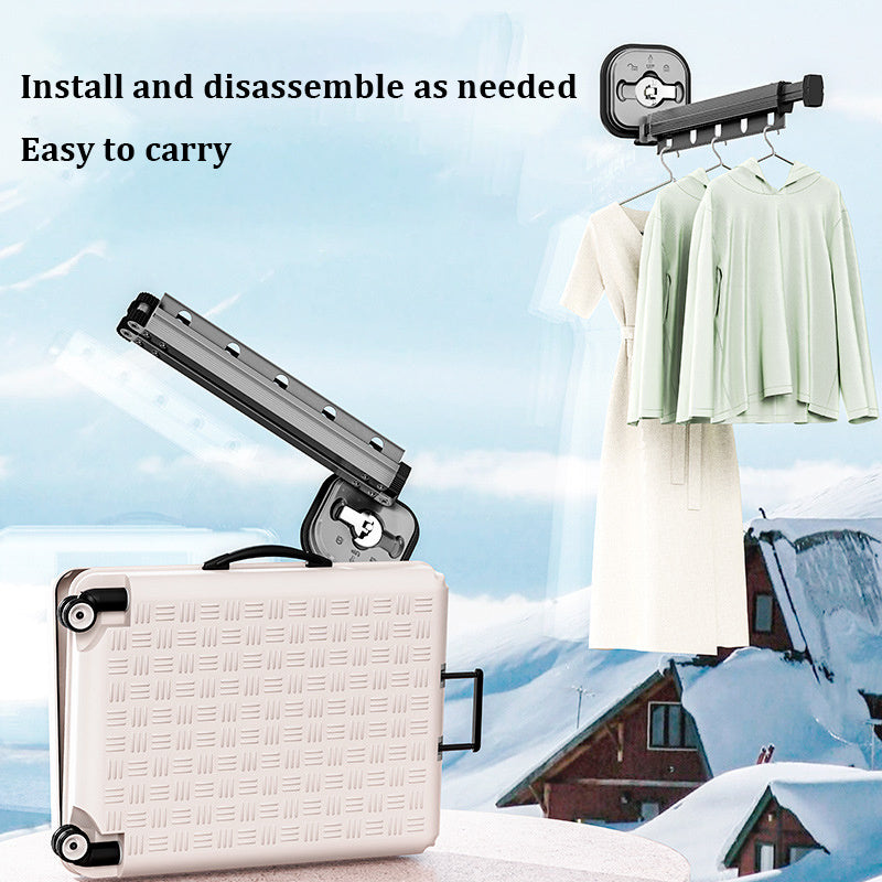 Suction Cup Folding Clothes Hanger Indoor Home Balcony Aluminum Retractable Drying Rack No Punching Folding Clothes Hanger 18