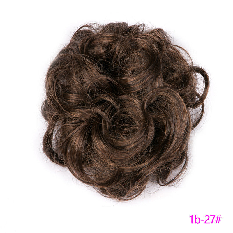 Europe, Japan, and South Korea popular hair bun fluffy natural drawstring curly hair ball head hair ring hair set female hair