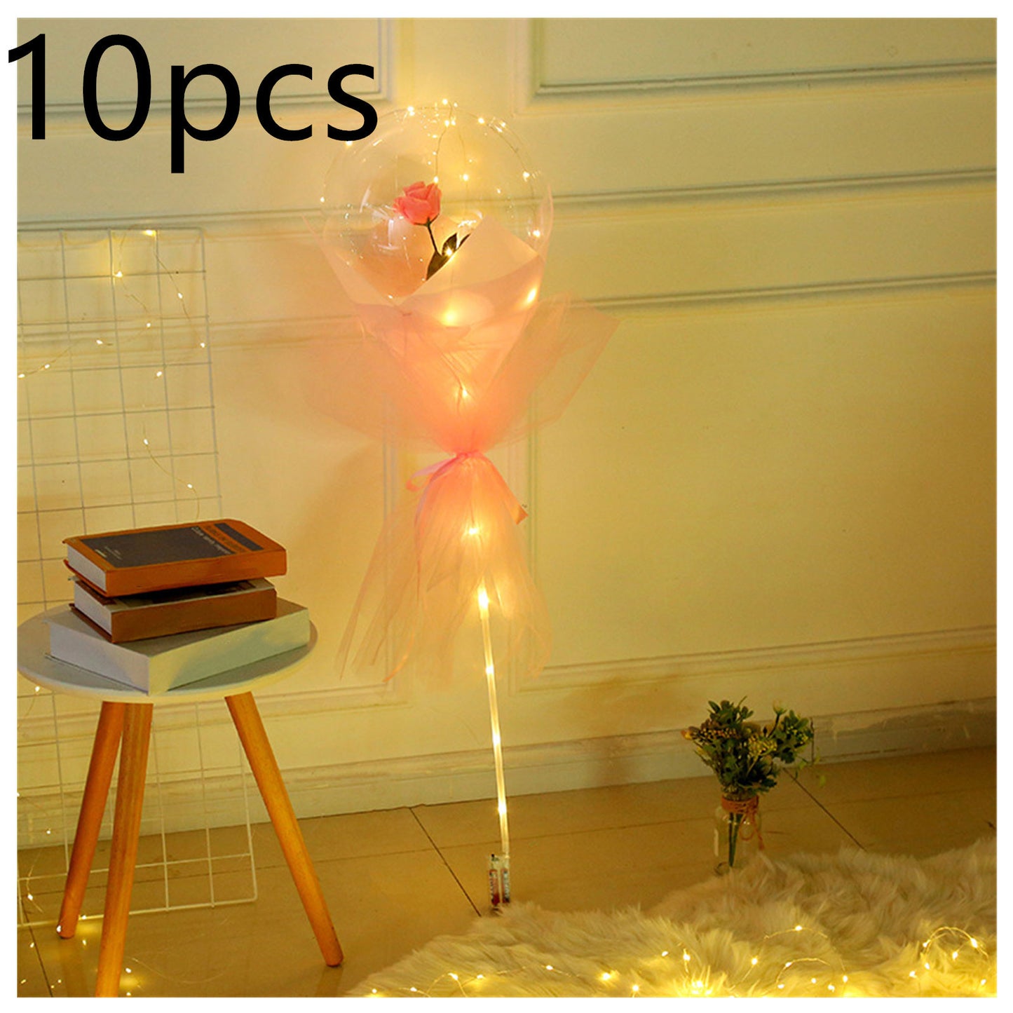 LED Luminous Balloon Rose Bouquet Transparent Bobo Ball Rose 1873114110626