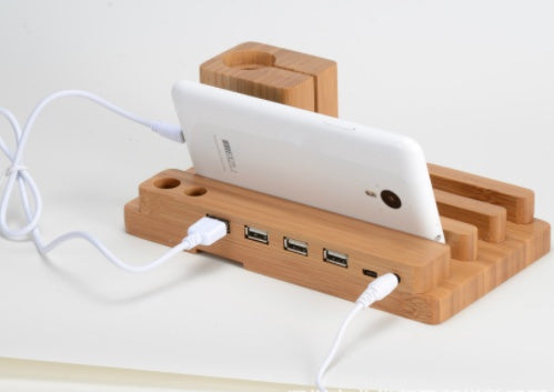 Compatible with Apple , Bamboo, wood andMobile applewatch bracket charging wooden bracket multi-function flat cell phone base - 图片 4