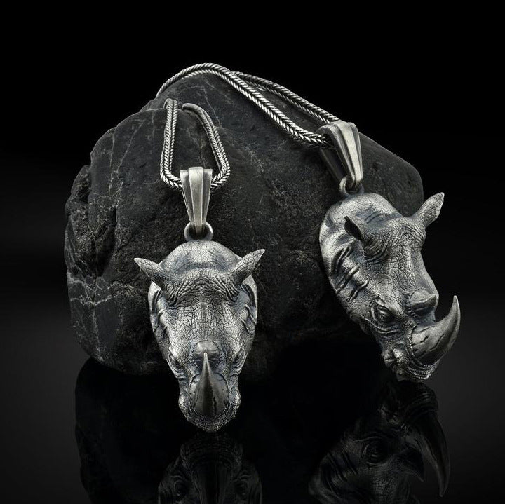 Wild Rhinoceros Head Pendant Men's Domineering Necklace Animal Personality All-match Sweater Chain 1911be76 d47f 4c84 aacc 81
