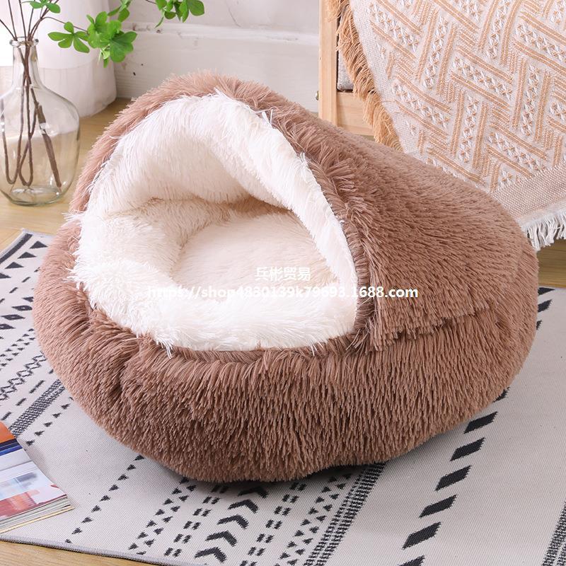 Deep Sleep Half-pack Semi-enclosed Dual-use Plush Round Pet Bed 197d9a6b 2897 4356 8bf8 e52e3fafe650