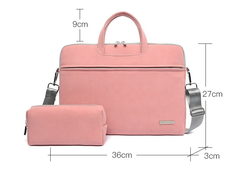 PU Leather Women Laptop Bag Notebook Carrying Case Briefcase For Macbook Air 13.3 14 15.6 Inch Men Handbags Shoulder Mouse Bag - 图片 6