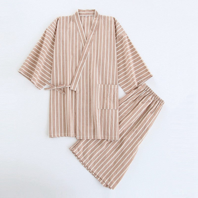 Washed Cotton Thin Striped Pajamas 19be1521 b930 4f51 9785 5ed1ff61b4db