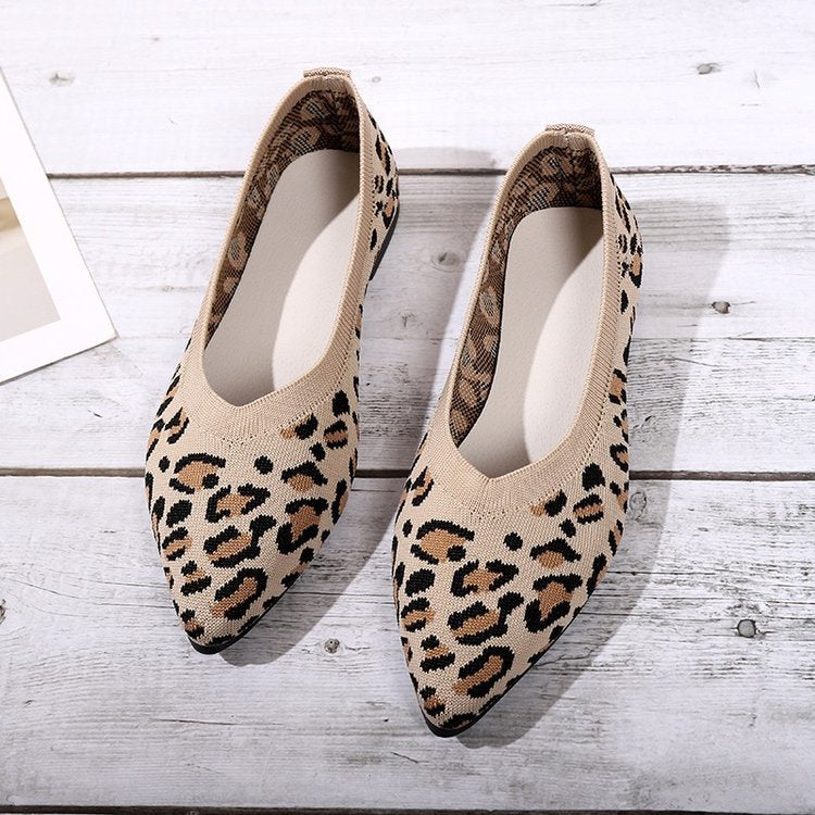 Pointed Toe Shallow Mouth Leopard Print Flat Pumps Fashion Casual Lazy Slip On Pumps 1a257705 2c14 4a0c 8caa 4990fa5dba23