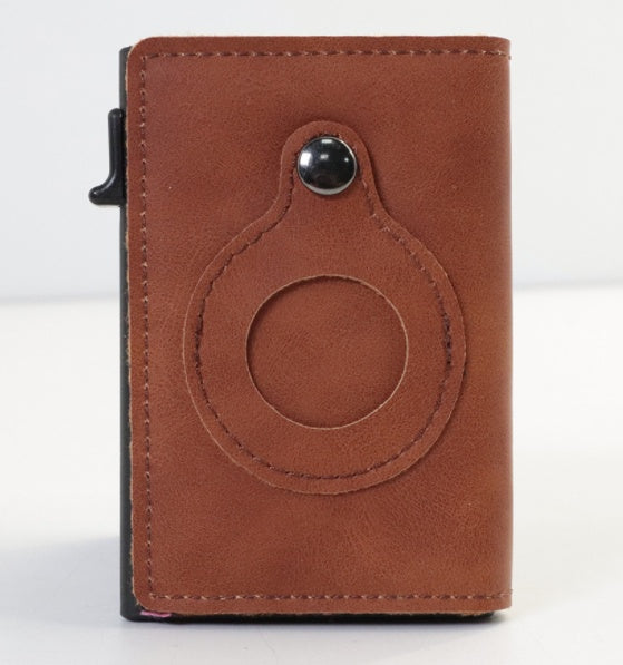 AirTag Wallet Anti Theft Bullet Card Bag Multi-functional Rfid Card Holder Men's Leather Slim Wallets For Airtag Air Tag 1a93
