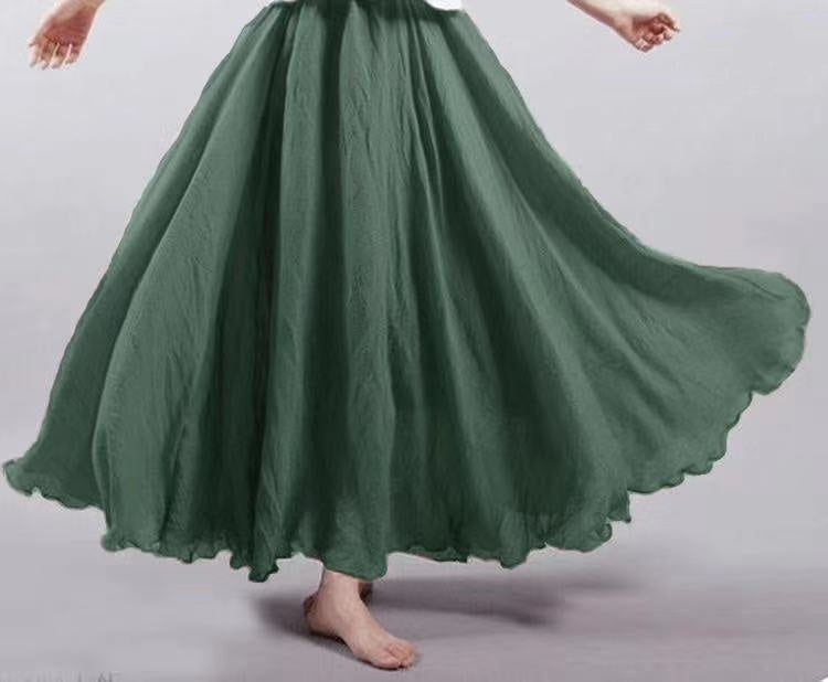 Mori Girl Art Plus Size Cotton And Linen Skirt Elastic Waist Linen A-line Skirt 1aabab7a abb1 42da a8ef 554ceaa37403