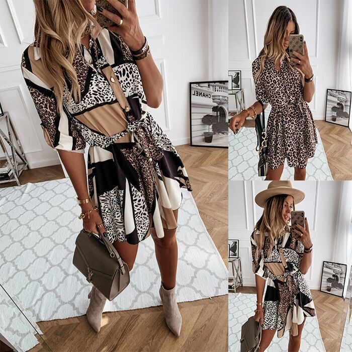 Sleeve-in-sleeve Long-sleeved Fashion Sexy Printed Shirt Dress With Buttons 1acad3cd c381 4534 ad92 22864352dc4e