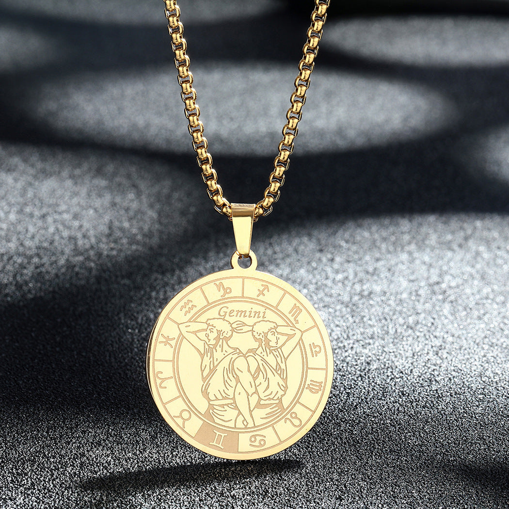 Stainless Steel Constellation Pendant Necklace Gold Medal Necklace 1c1afa44 4ae5 49a0 b5c9 7d30987414c3