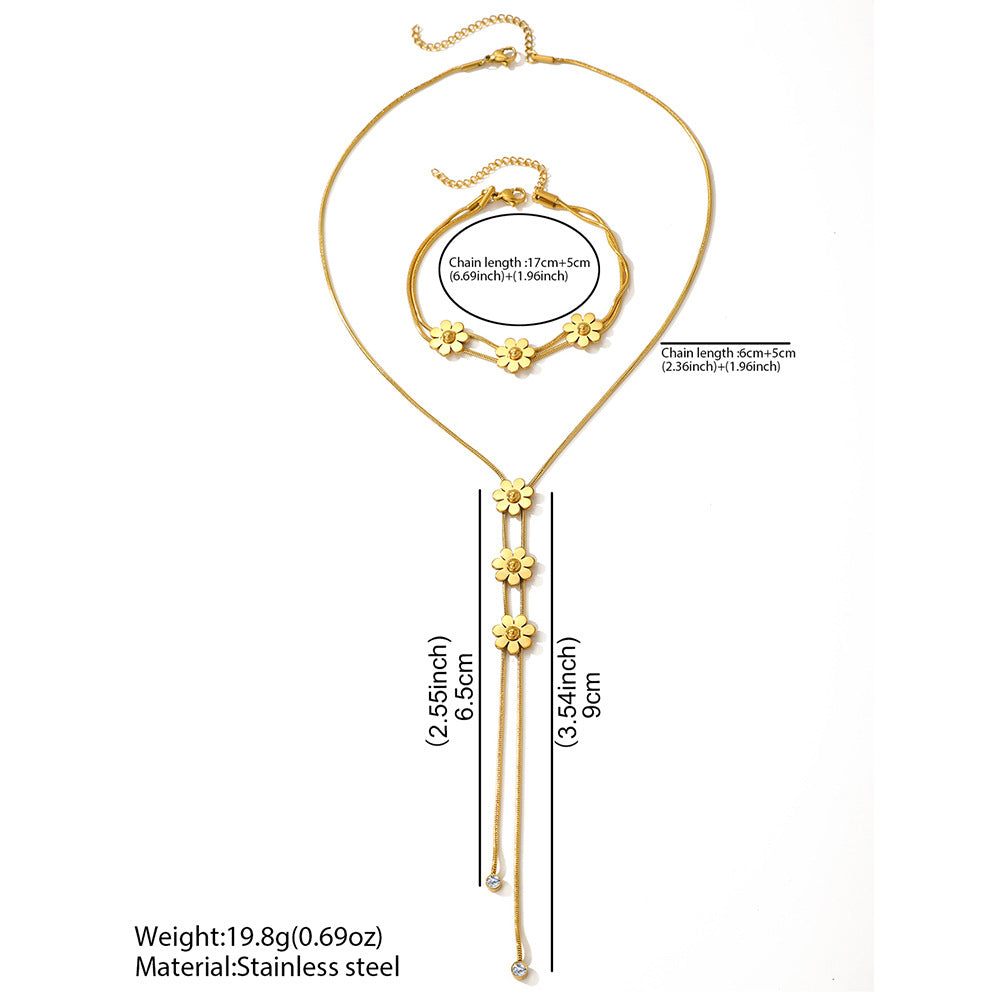 Three-dimensional Lock Snake Necklace Two-piece Set