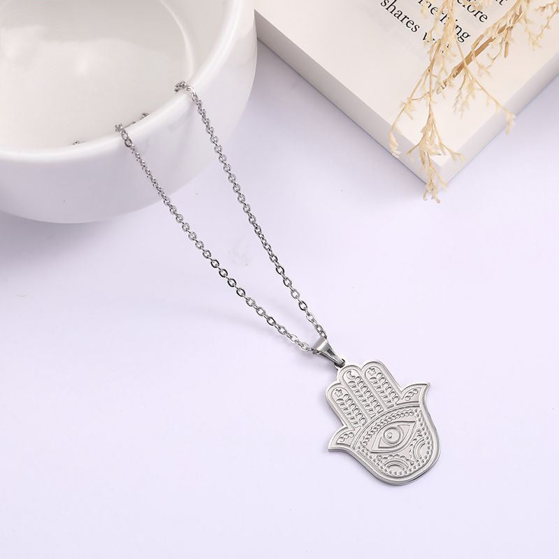 Vintage Palm Evil Eye Necklace Stainless Steel Pendant 1d05e4dc 020a 4fd9 b307 f3e594724c94