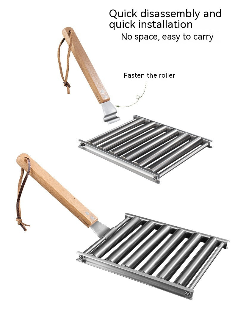 Hot Dog Rack Removable Stainless Steel Roasted Sausage Doll Rack Rolling Barbecue