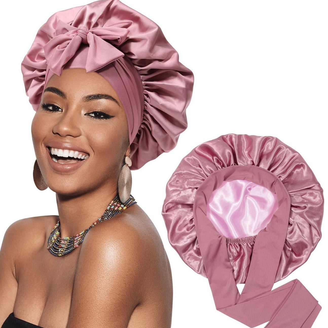 Double-layer Ribbon Round Cap Bow Hair Care Wide-brimmed Hat 1ed4b1f8 86a0 4ea8 9886 6cb8eccd046b