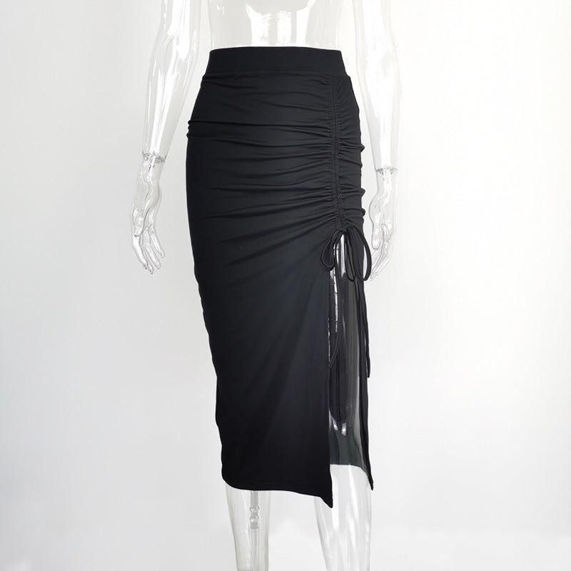 European And American Women's High Waist Slit Pleated Skirt 1ee54d5f 5515 4a2a b066 79d6bcdded36