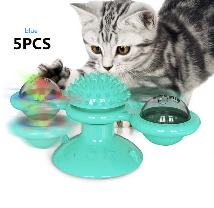 Cat Rotating Windmill Multi-Function Toys Itch Scratching Device Teeth Shining Toy 2004656379389