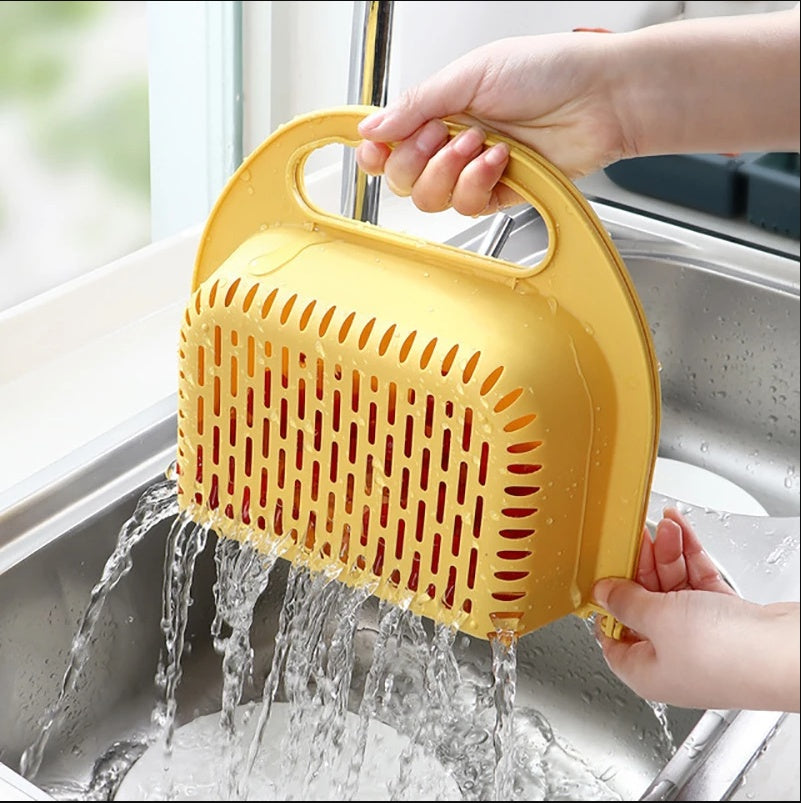 Folding Drain Basket Leaking Fruit Box Vegetable Container Drain Rack Sink with Handle Storage Baskets 2069325301732