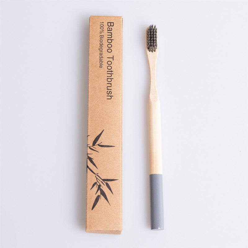 Natural bamboo handle round bamboo toothbrush 208430419295