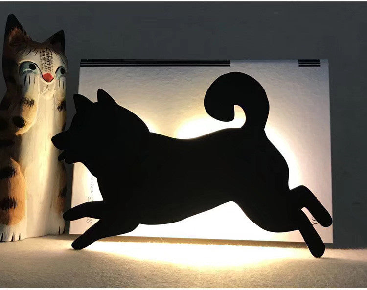LED Animal Dog Cat Night Light Kitten Smart Sound Sensor Control Wall Lamp Home Corridor Balcony Night Lamp Baby Kids Sleep L
