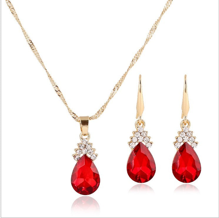Womens Diamond Crystal Necklace Earrings Crystal Necklace Earrings Set 2174658443471