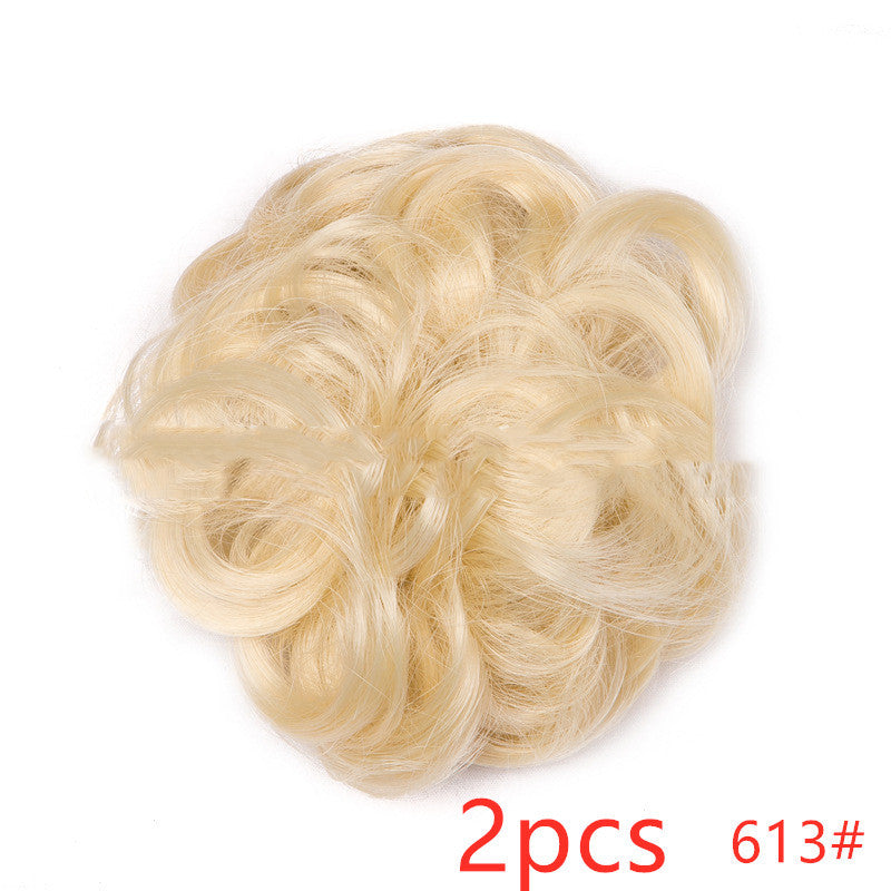 Europe, Japan, and South Korea popular hair bun fluffy natural drawstring curly hair ball head hair ring hair set female hair