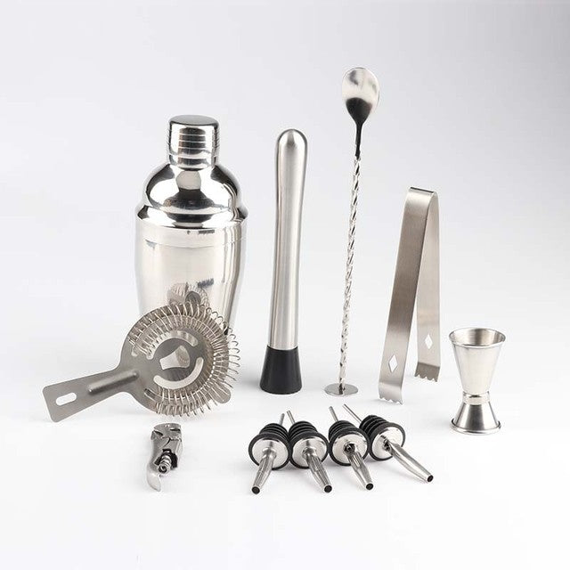 Stainless Steel Cocktail Shaker with Wooden Stand for Home Bar Party 219217507192